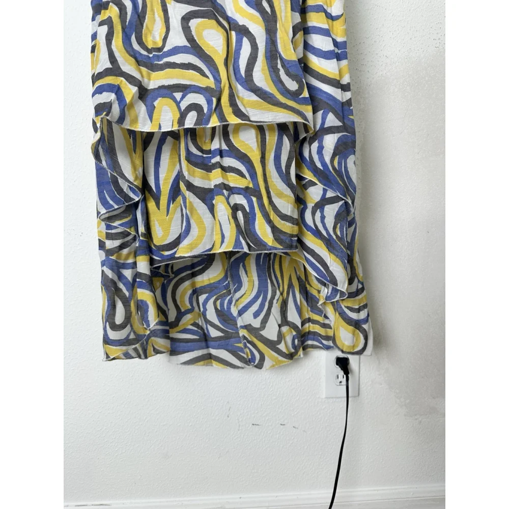 Mlle Gabrielle Halter Tiered Hi Low Maxi Dress Size 3X Abstract Boho Flowy Party - Picture 8 of 16